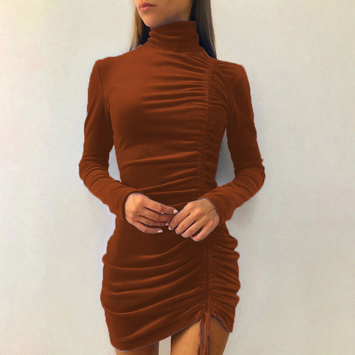 Shirrin Cómodo De Color Liso De Manga Larga Con Cuello Alto