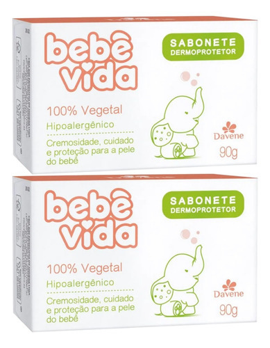 2un Bebe Vida Sabonete Vegetal Dermoprotetor 90g Davene