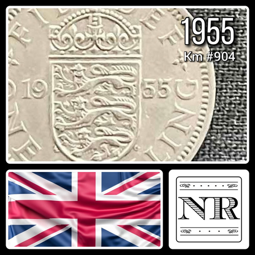 Inglaterra - 1 Shilling - Año 1955 - Km #904 - Escudo Ingles