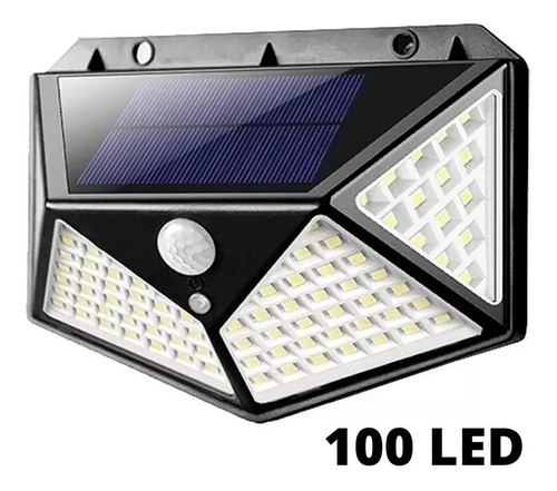 Luminária Solar De Muro 100 Leds Solar Balizador Jardim Cor Preto 110v/220v