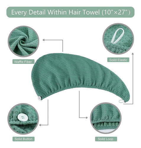 Toalla De Microfibra Para Secar El Pelo - 2 Paquetes Waff...