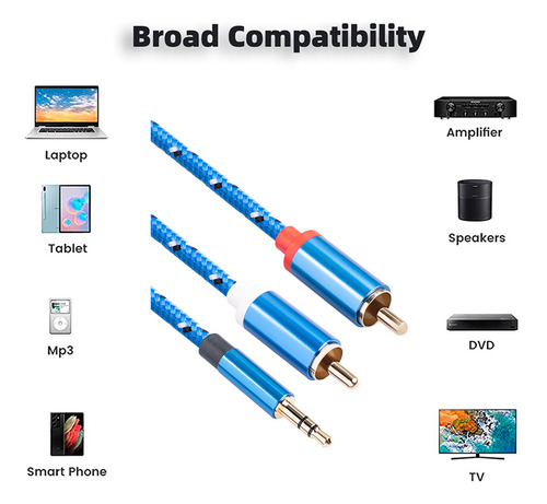 Cable K1rca, Conector De 3,5 Mm Macho A 2 Auriculares Rca Ma