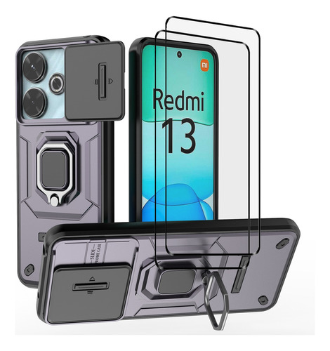 Funda Para Poco M6 4g/redmi 13 4g + Uso Rudo + 2 Micas