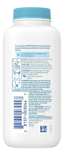Johnson's Talco Para Bebé, Aloe Calmante Y Vitamina E, 4 Oz