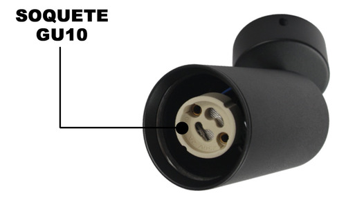 Spot Luminária Sobrepor Alumínio Orientável Mr16 Gu10 Bivolt Cor Preto 127/220v