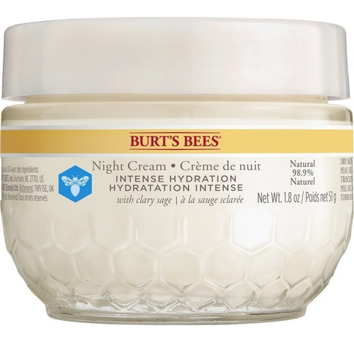 Imagen 1 de 3 de Crema Facial De Noche Burt's Bees Intense Hydration 51 Gr