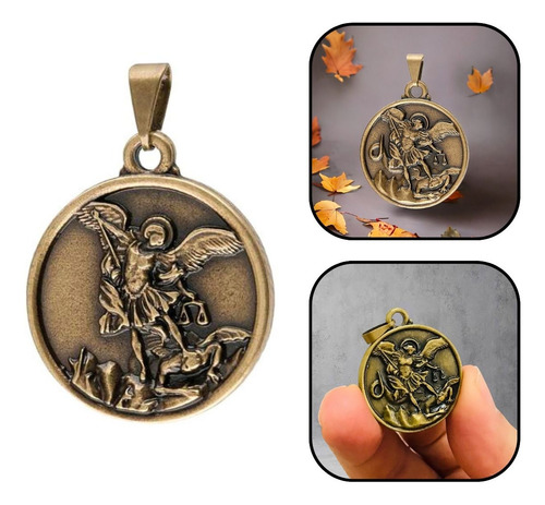 Pingente Medalha De São Miguel Arcanjo Pequena Dourada