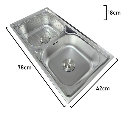 Lavaplatos Clasico Doble 78x43 Con Llave Acero Inoxidable