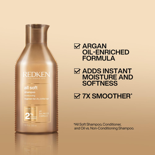Champú Redken All Soft Con Aceite De Argán, Tamaño De Viaje,