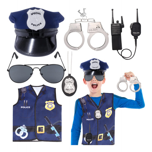 Keymall Disfraz De Oficial De Policia Para Ninos, 6 Piezas,