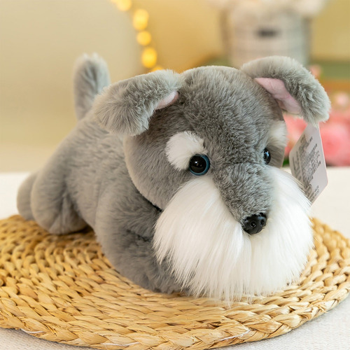 Adorable Schnauzer De Juguete K, Suave Y Relleno Con Un Suav