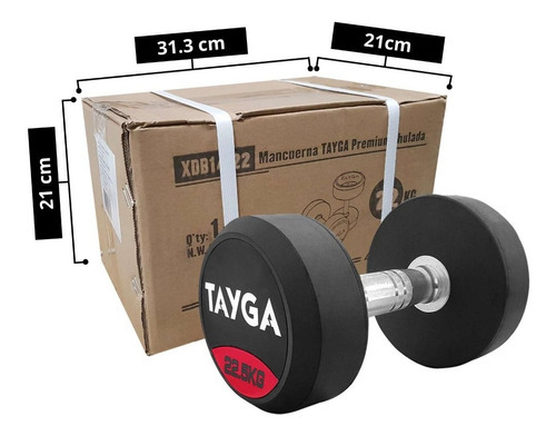Pesa Mancuerna Redonda Tayga 22.5 Kg Gym 1 Pza Color Negra