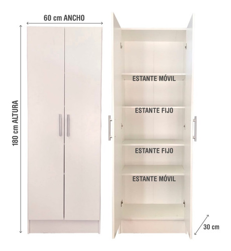 Imagen 3 de 10 de Despensero Cocina 2 Puertas Mueble Organizador Blanco Wengue