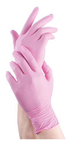 Guantes descartables antideslizantes Euromix Nitrilo Rosa talle XS x 100 unidades