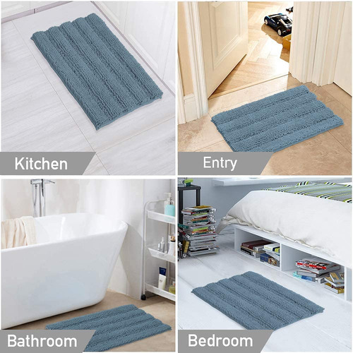 Juego De Alfombras De Baño De Chenilla Turquesa Superabsorbe