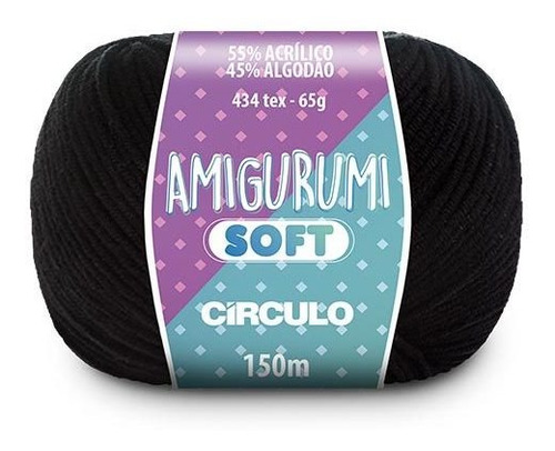 Fio Amigurumi Soft Círculo 150m - 2 8990 Preto