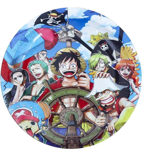 10 Platos Para Fiesta De 21.9 Cm Con Tematica De One Piece