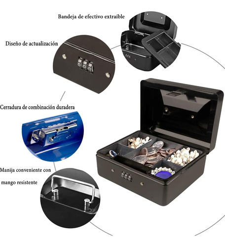 Caja De Dinero Con Cerradura De Combinación Bandeja Extraíbl