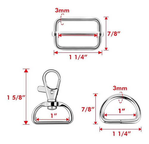 Juego De Herrajes For Bolsos, Hebillas Deslizantes, Cierres