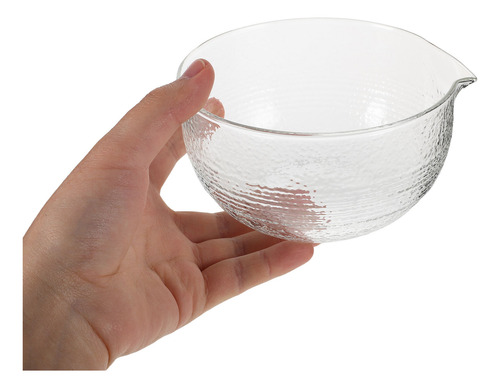 Tazón De Vidrio Para Matcha Con Caño, Transparente, Estilo J