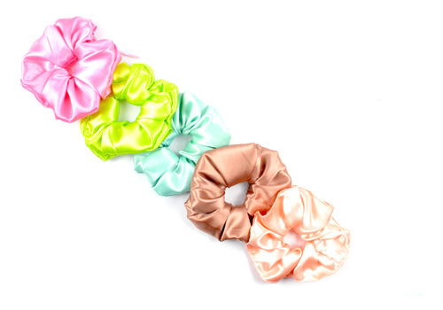 Scrunchies En Satin  Moñas Estilo Y Comodidad Kit X5