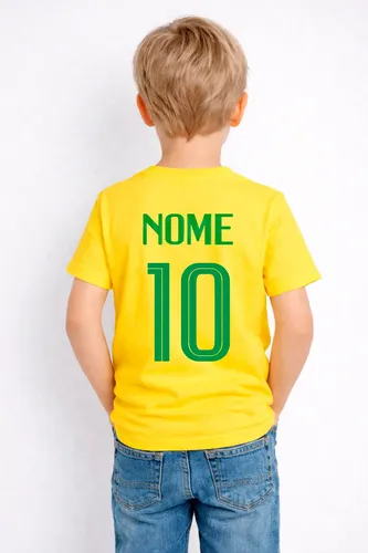 Camiseta Infantil Do Brasil 100% Algodão Personalizada Nome