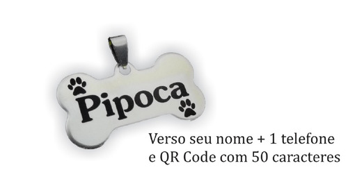 Placa Identificação Cães Qr Code - Aço Inox