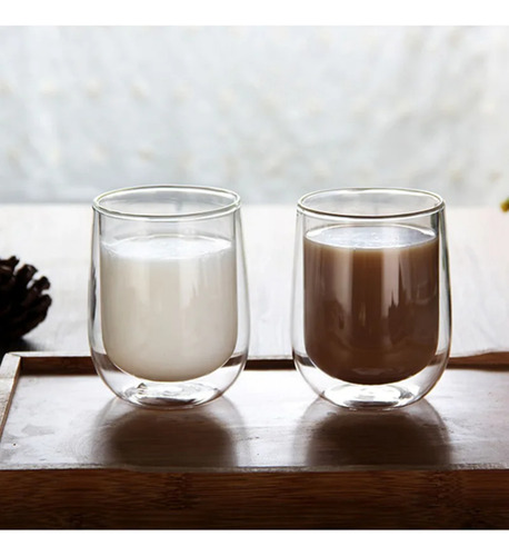 Set 2 Tazas/vasos Para Café De Vidrio Doble Pared 430ml