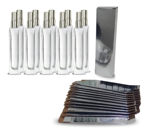 12 Vidros P/ Perfume 50ml C/ Válvula Spray Cromada + Caixa