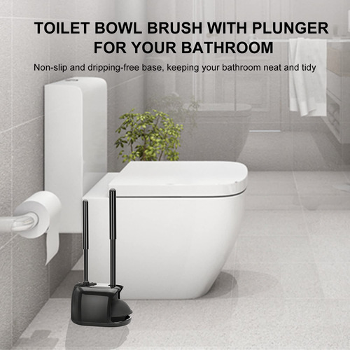 Cepillo Escobilla Sopapo Inodoro Baño Set Limpieza 2 En 1 Negro