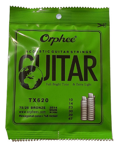 Juego De Cuerdas Orphee Tx 620 Guitarra Electroacústica 010