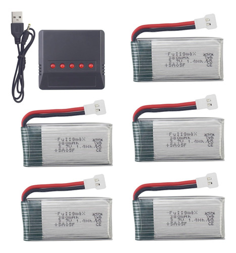 Fytoo 5pcs 3.7 v 380 mah 25 °c Lipo Batería & 1pcs 5 .