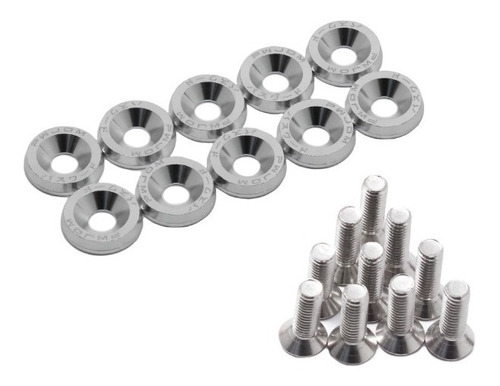 Set Arandelas Aluminio Con Tornillos X10 Rosca 6mm X 20mm 