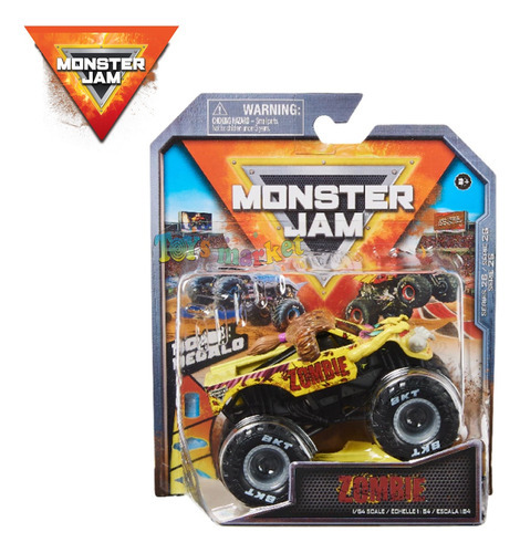 Monster Jam Camión De Metal Escala 1:64 Auto Monstruo Color Zombie Amarillo