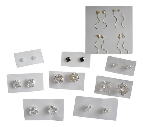 12 Pares De Aretes Plata Surtidos Topos Y Topo Cadena Plata 