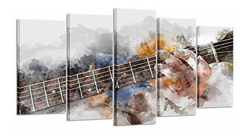 Kreative Arts Music Artistic Canvas Wall Art Guitar 5 Panele