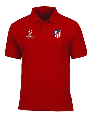 Camiseta Tipo Polo Atlético Madrid, Champions Logos Bordados