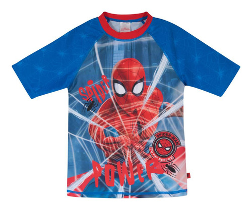 Polera Niño Manga Corta Uv 50+ Disney Spiderman Azul