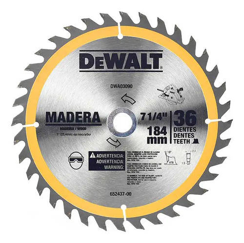 Disco Sierra Circular 7-1/4 Pulg. 36 Dientes Dwa03090 Dewalt