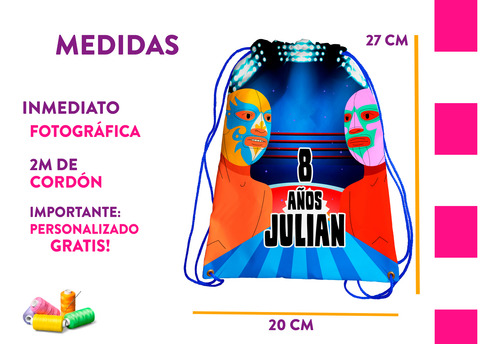 Recuerdo Morralito Fiesta Lucha Libre Personalizado 35 Pzs