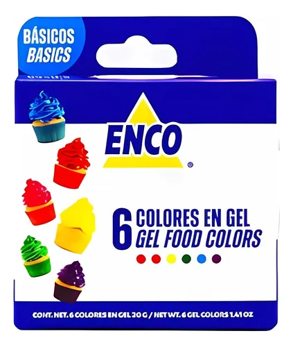 comprar Kit 6 Colores Gel Basicos Comestibles Enco 20 G