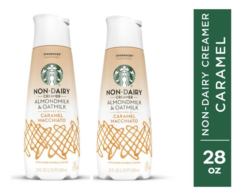 2 Pack Starbucks Creamer Almond & Oat Milk Caramel 828ml