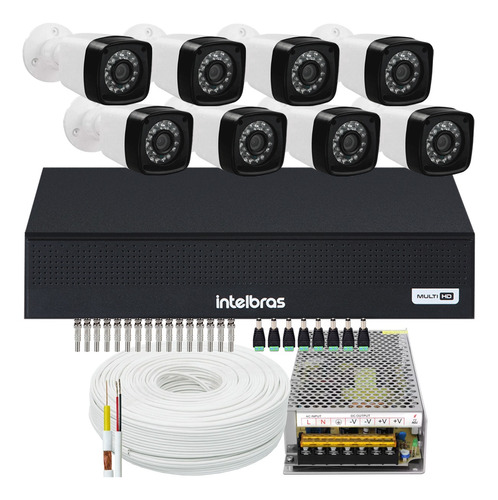 Kit Cftv 8 Cameras Full 1080p Dvr Intelbras Sem Hd Mhdx 1008