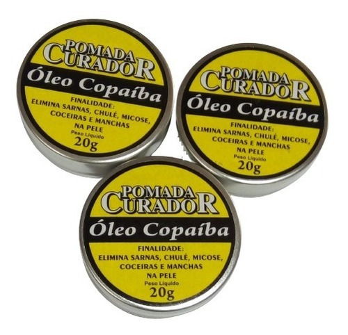 Kit C 3 Pomada Óleo De Copaíba Acne Celulite Clareia Manchas Cânfora
