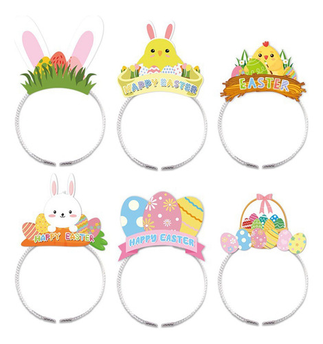 Diadema Con Tema De Pascua Para Niños, 6 Uds., Decoración
