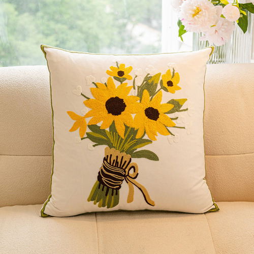 Funda De Almohada V De Algodón Con Forma De Girasol Para Jar