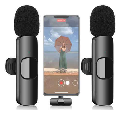 2 Mini Microfono Inalambrico Lavalier Para iPhone iPad Doble
