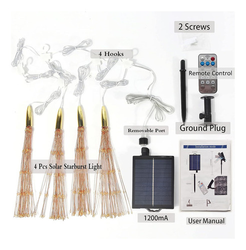 Lámpara Solar Para Ahumar, 150 Luces, Led, Enchufe En Tierra