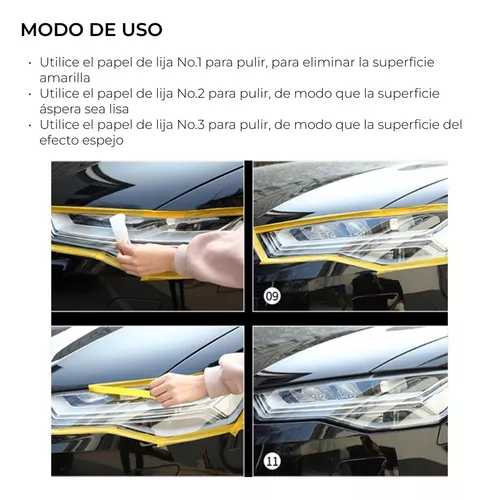Kit Restaurador De Faros Delanteros Auto Pulimento Limpiador
