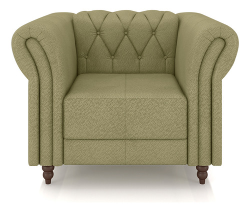 Conjunto Sofá 180cm E 2 Poltronas Chesterfield Couro Fendi